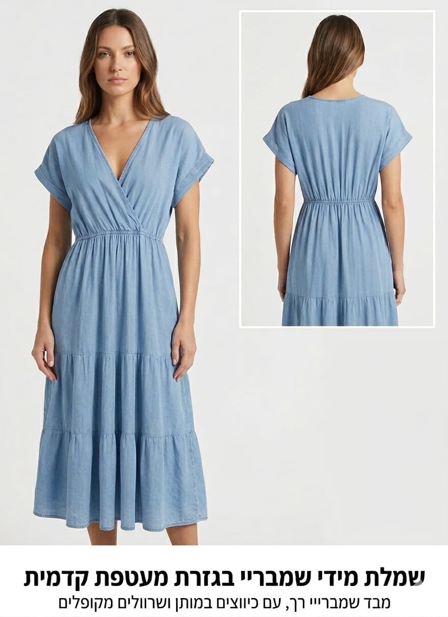 שמלת Positano Chambray Midi – קלילות איטלקית בסטייל דנים